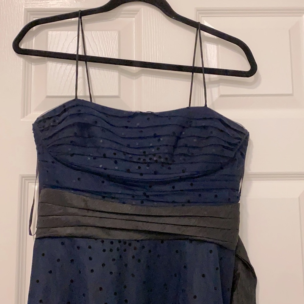 Gorgeous chiffon overlay navy blue evening/cocktail dress - Eliza J New York